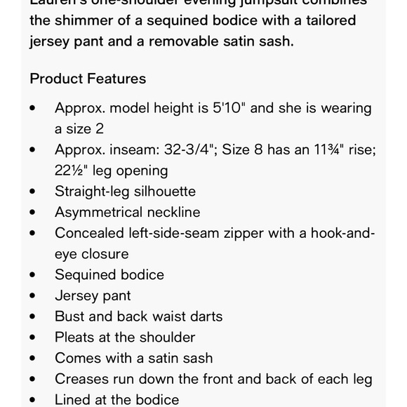 Ralph Lauren One Shoulder Sequin Bodice Jumsuit - Picture 7 of 7